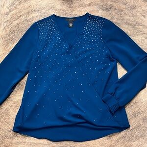 Alfani Royal Blue Embellished Blouse